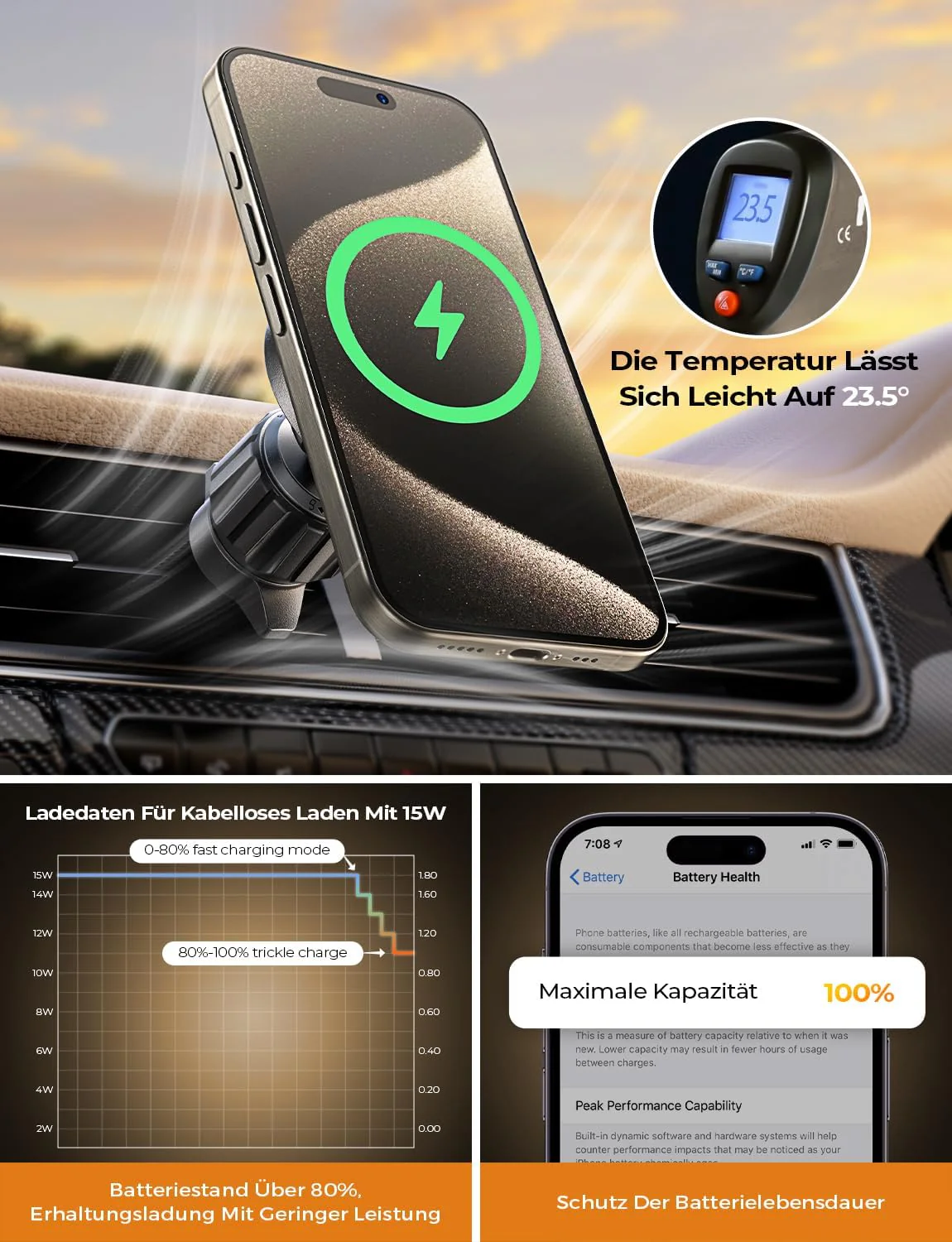 LISEN 15W für Magsafe Handyhalterung Auto mit Ladefunktion - Image 5