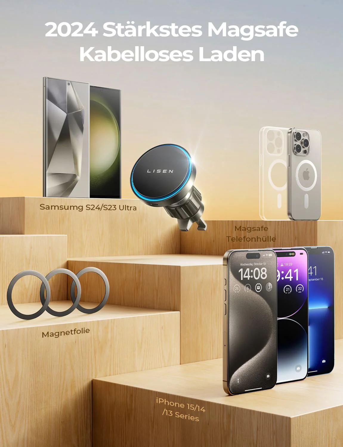 LISEN 15W für Magsafe Handyhalterung Auto mit Ladefunktion - Image 6