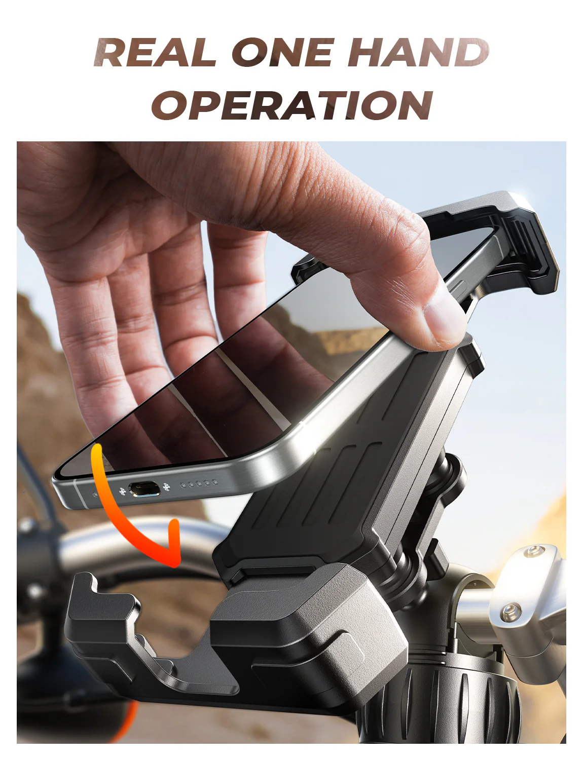LISEN Bike Phone Holder [4 Vibration Dampener], 2024 Upgrade [Anti-Shake] Motorcycle Phone Mount, Bicycle Phone Mount, Scooter Handlebar Phone Mount for Bike for iPhone 16 and More 4.7"-7" Smartphone - Image 3