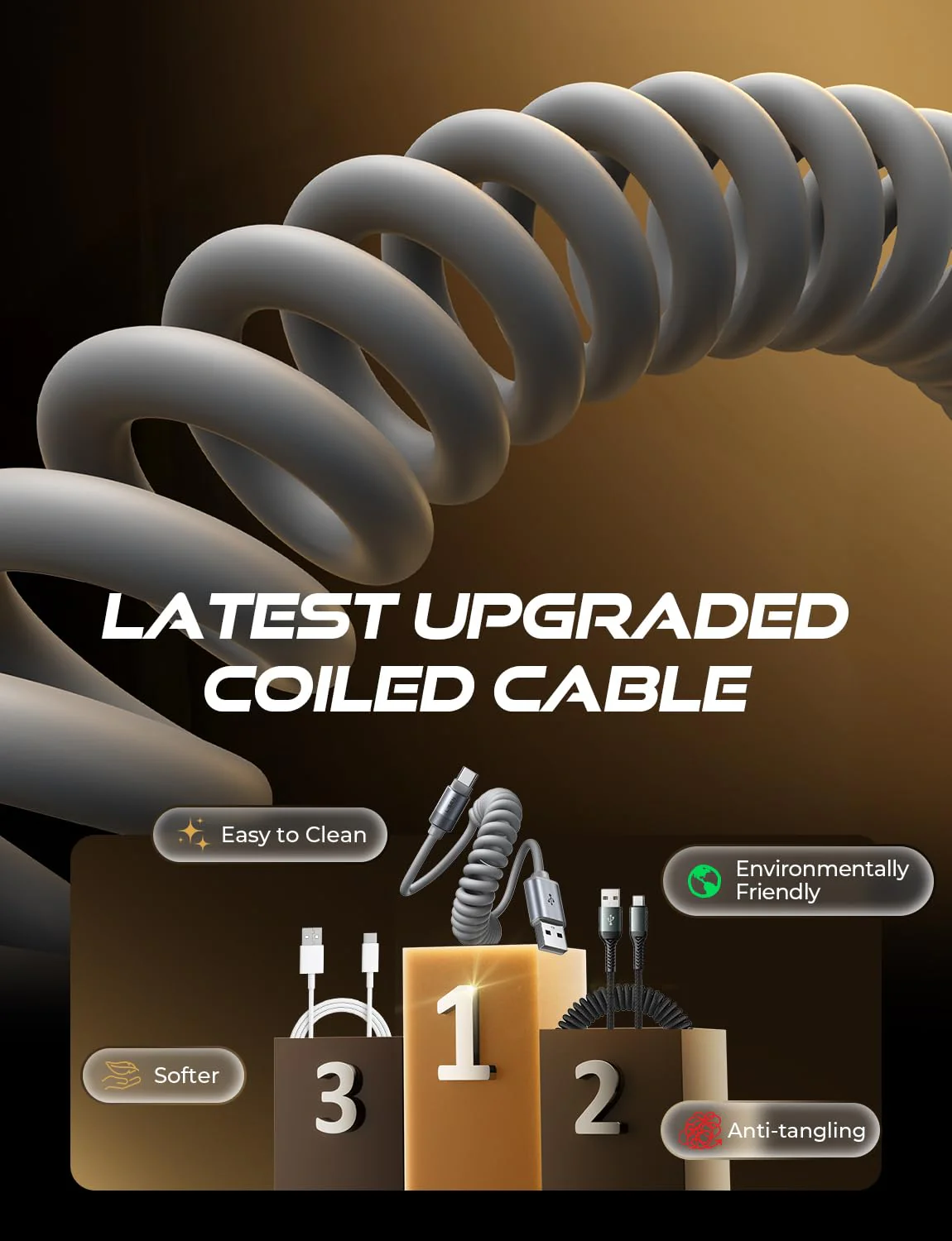 LISEN Coiled USB C Cable - Image 5