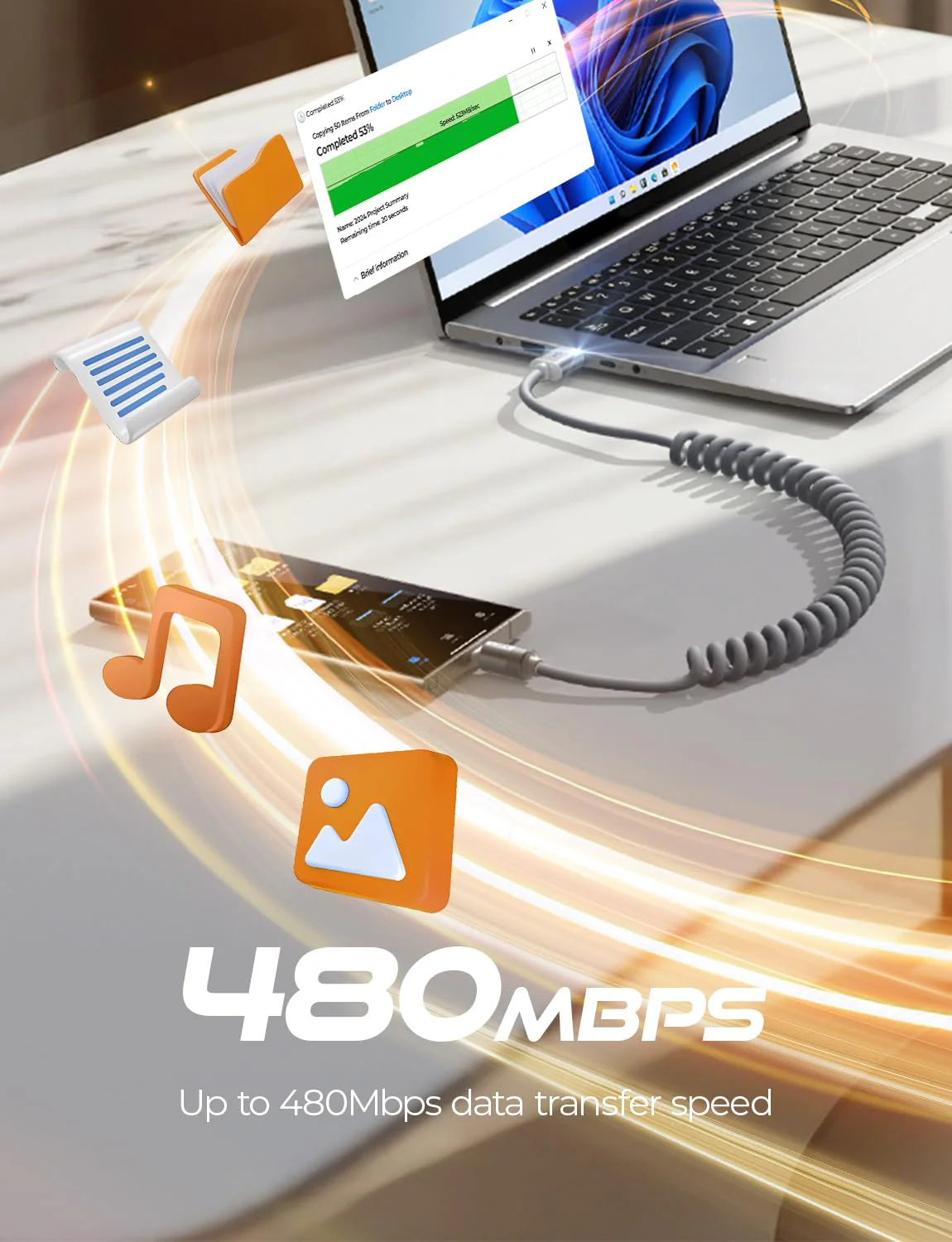 LISEN Coiled USB C Cable - Image 9