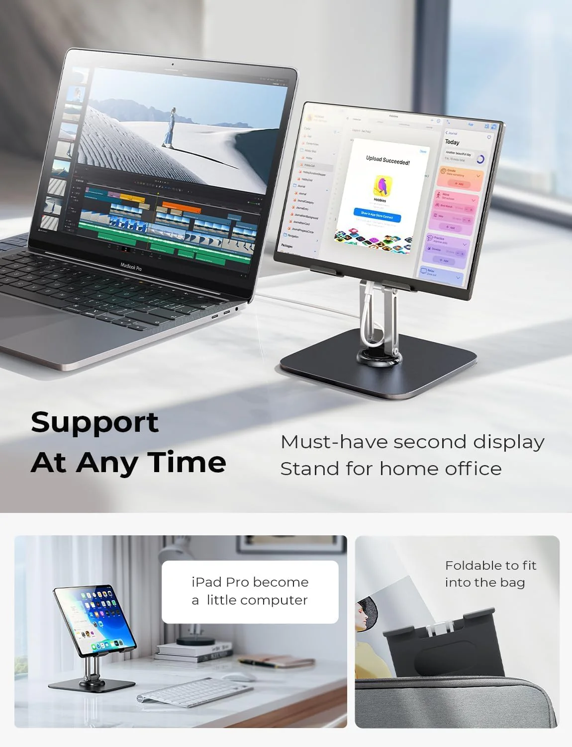 LISEN for iPad Stand Holder Adjustable Tablet Stand for Desk - Image 4