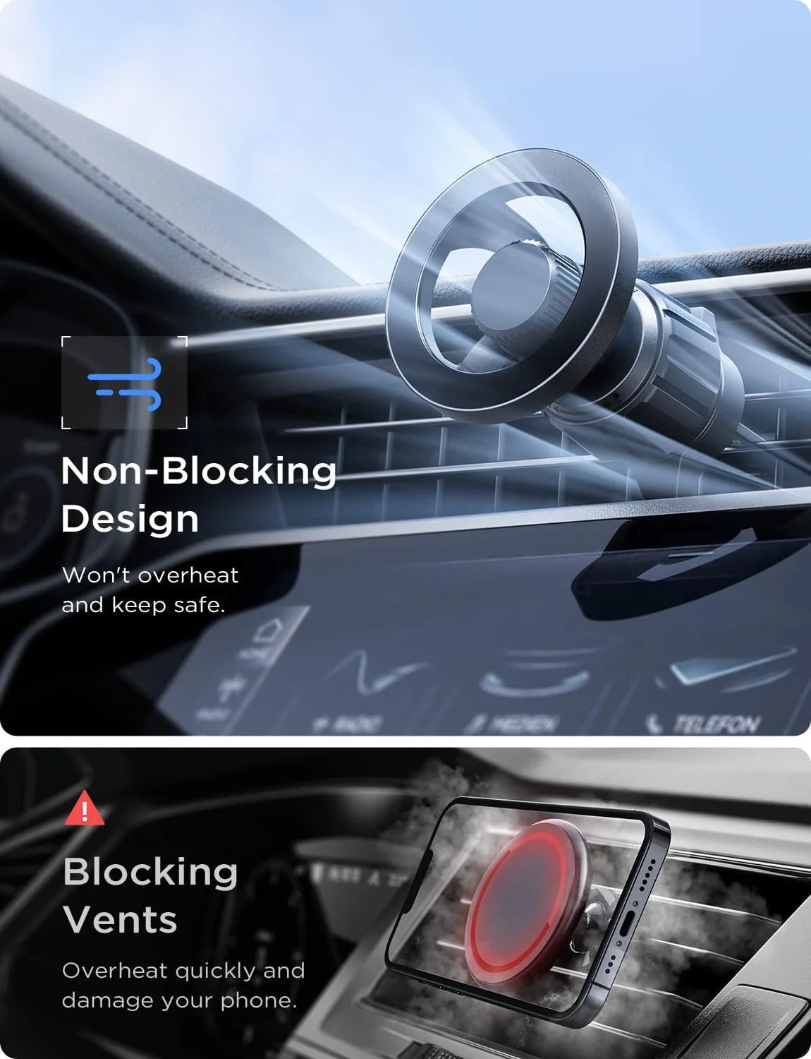 LISEN for MagSafe Car Mount [Swivel Car Phone Vent Mount] Magnetic Phone Holder Car, Hands Free Cell Phone Car Holder for Vehicle Air Vent, Fits for iPhone 15 Pro Max Plus 14 13 12 Mini MagSafe Case - Image 6