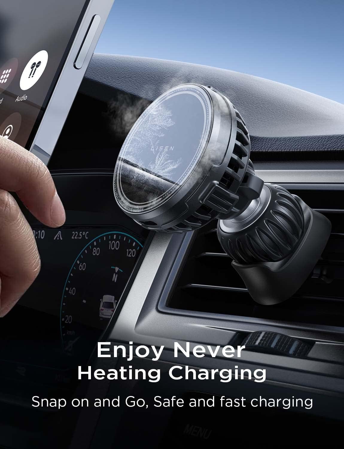 Lisen MagSafe Car Mount Charger [Ice Cooling Charging] - Image 2