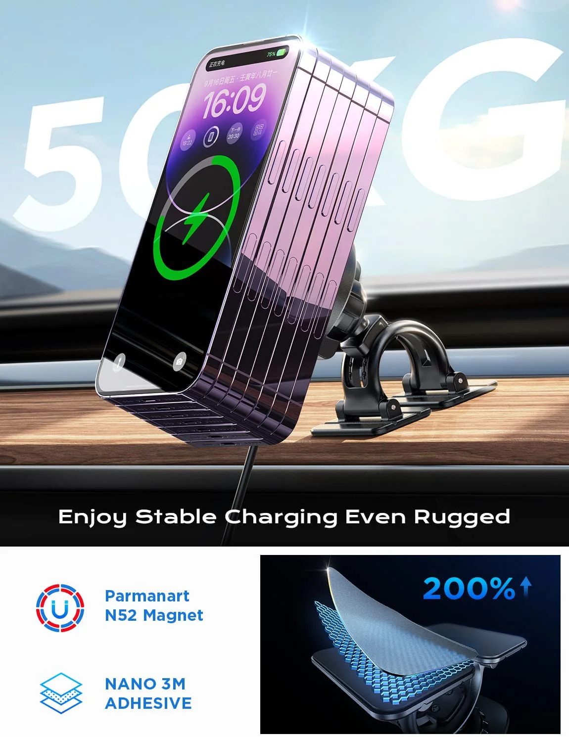 Lisen Magsafe Car Mount Wireless Charger - Image 5