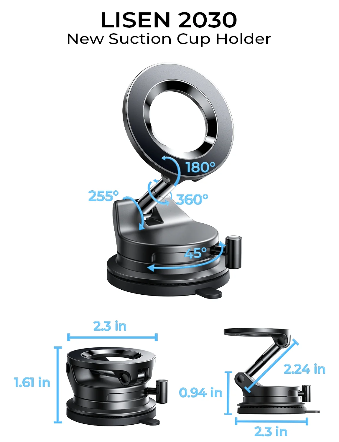 LISEN SuctionPro Magnetic Phone Holder for Car, Vacuum Magsafe Car Mount 360 Adjustable Phone Mount - Image 12