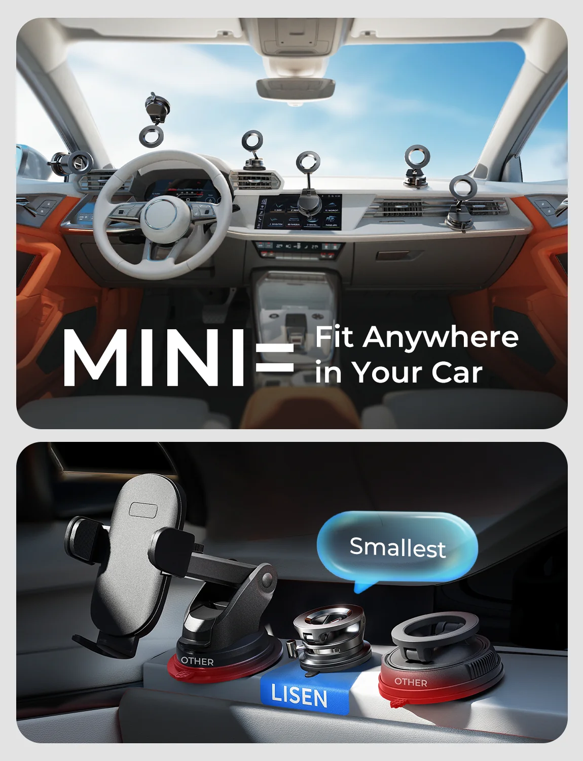 LISEN SuctionPro Magnetic Phone Holder for Car, Vacuum Magsafe Car Mount 360 Adjustable Phone Mount - Image 3