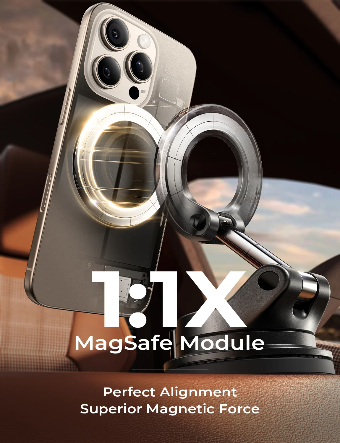LISEN SuctionPro Magnetic Phone Holder for Car, Vacuum Magsafe Car Mount 360 Adjustable Phone Mount - Image 9